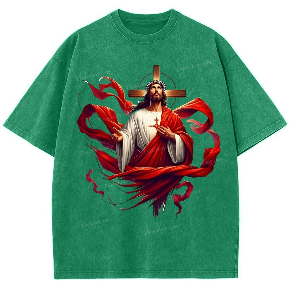 Cross Jesus Snowflake Vintage Washed T-Shirt