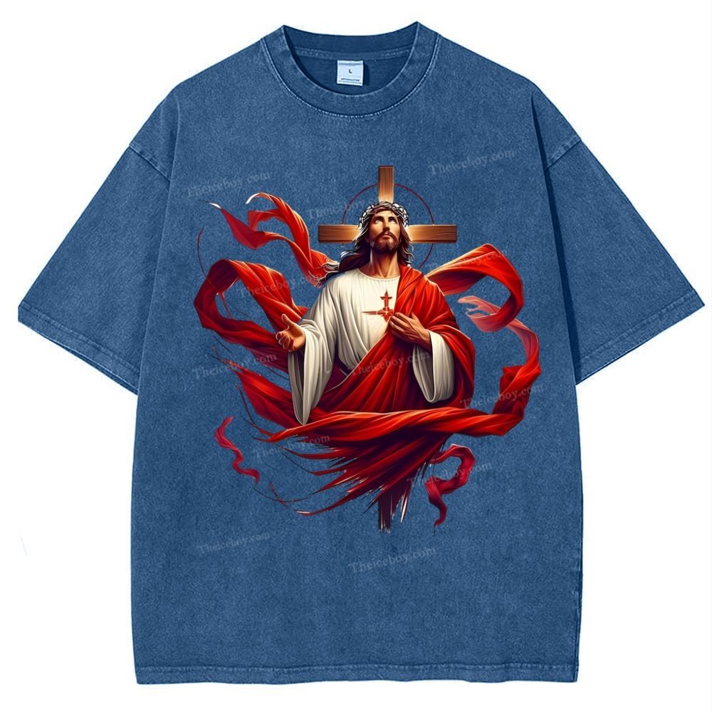 Cross Jesus Snowflake Vintage Washed T-Shirt