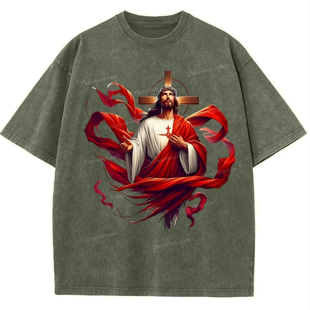 Cross Jesus Snowflake Vintage Washed T-Shirt