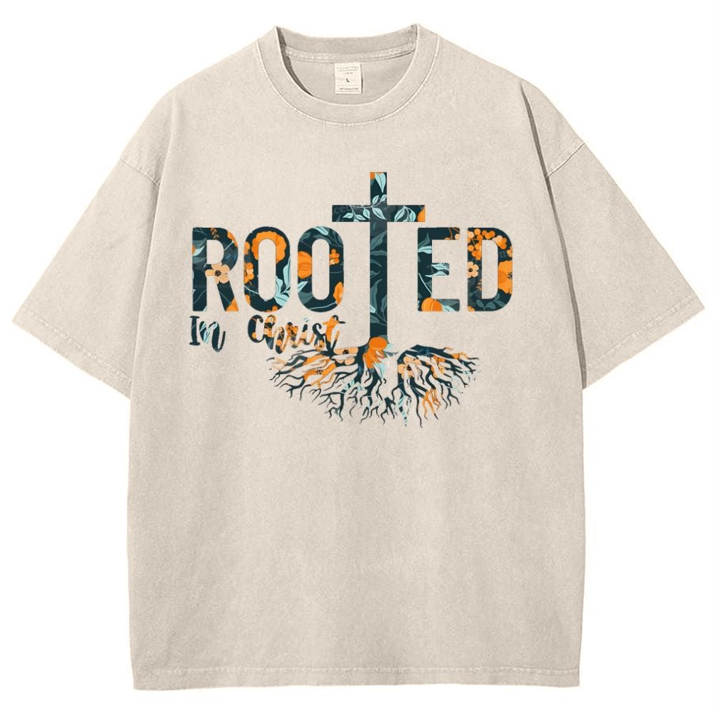 Rooted In Christ Snowflake Vintage Washed T-Shirt