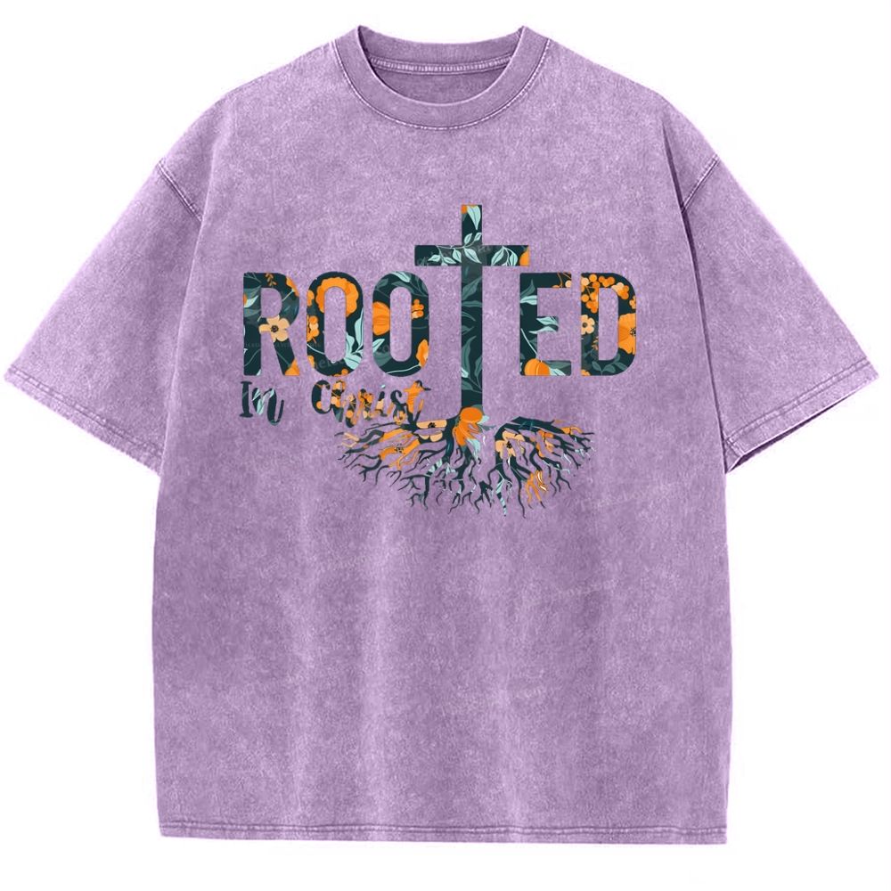 Rooted In Christ Snowflake Vintage Washed T-Shirt