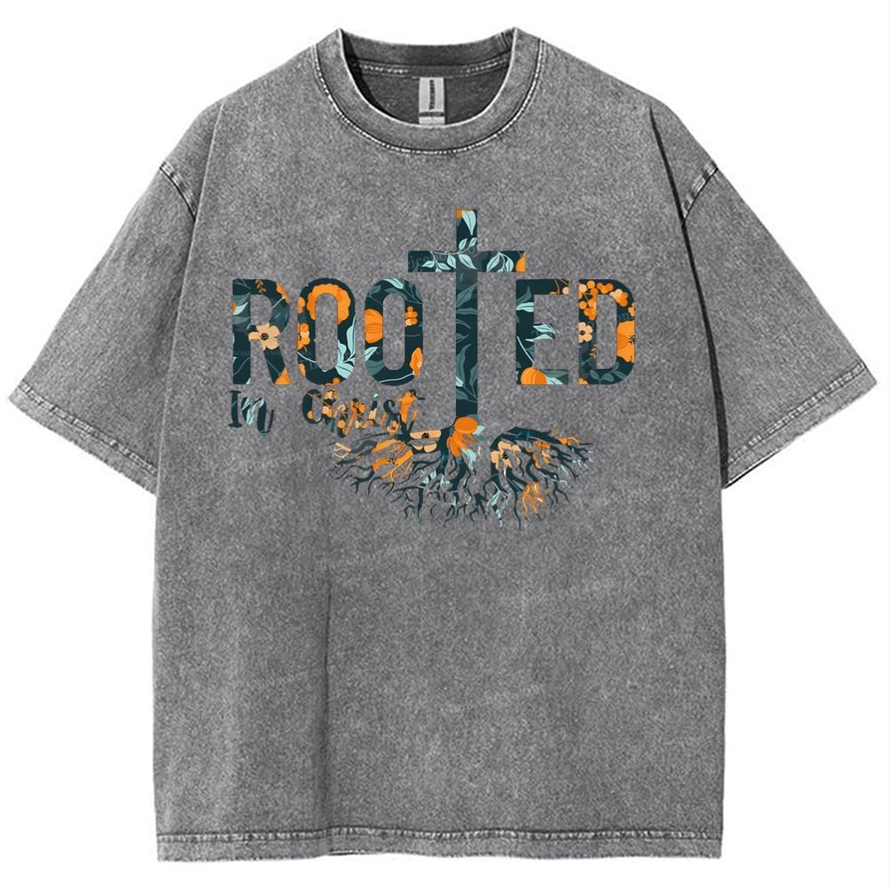 Rooted In Christ Snowflake Vintage Washed T-Shirt