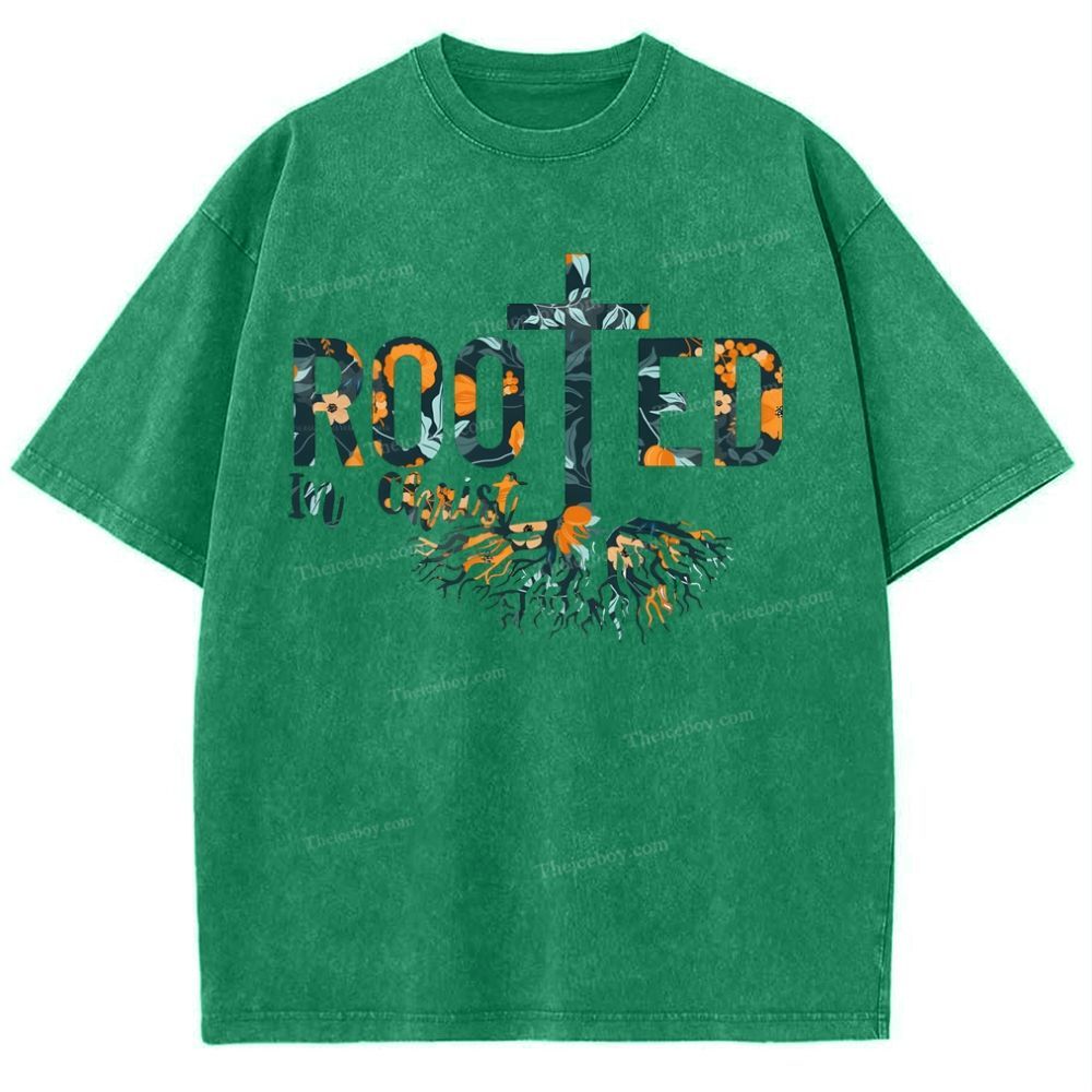 Rooted In Christ Snowflake Vintage Washed T-Shirt