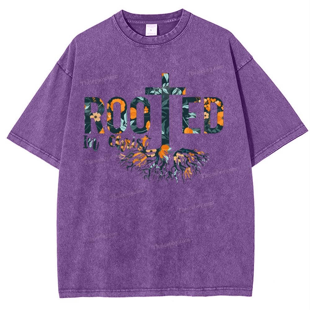 Rooted In Christ Snowflake Vintage Washed T-Shirt