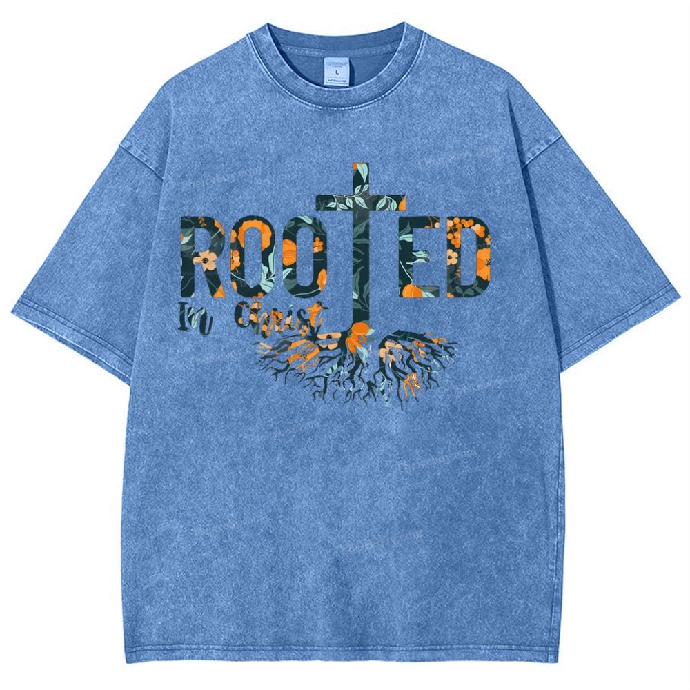 Rooted In Christ Snowflake Vintage Washed T-Shirt