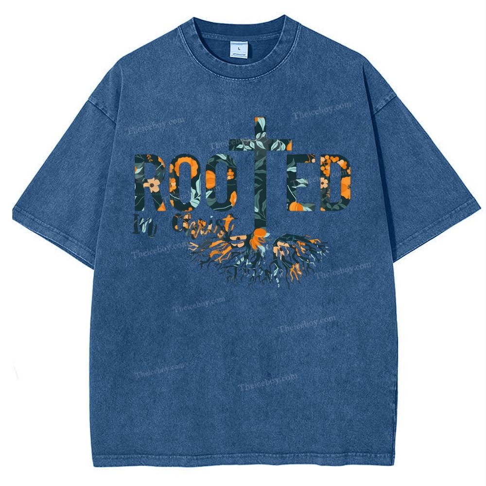 Rooted In Christ Snowflake Vintage Washed T-Shirt