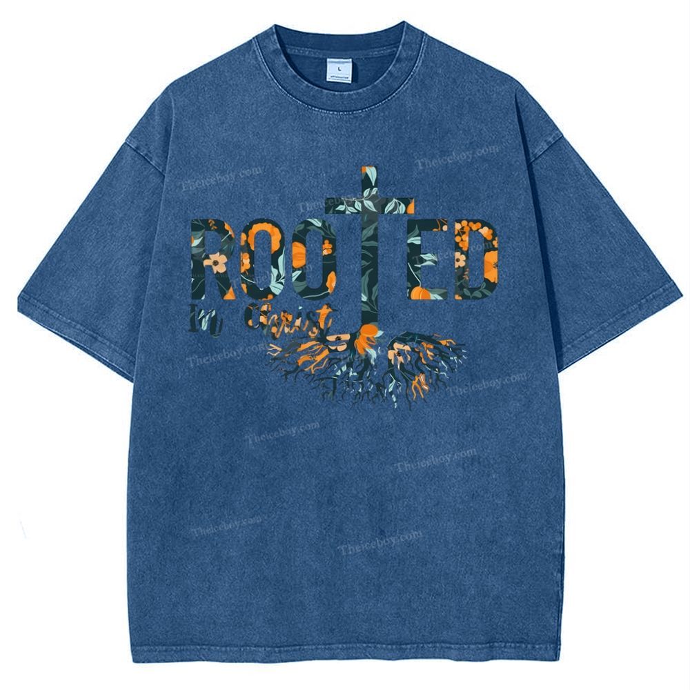 Rooted In Christ Snowflake Vintage Washed T-Shirt