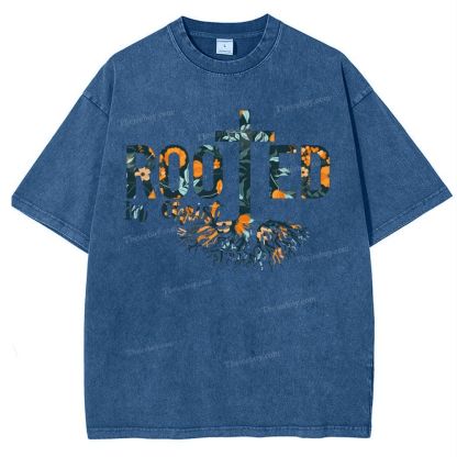Rooted In Christ Snowflake Vintage Washed T-Shirt
