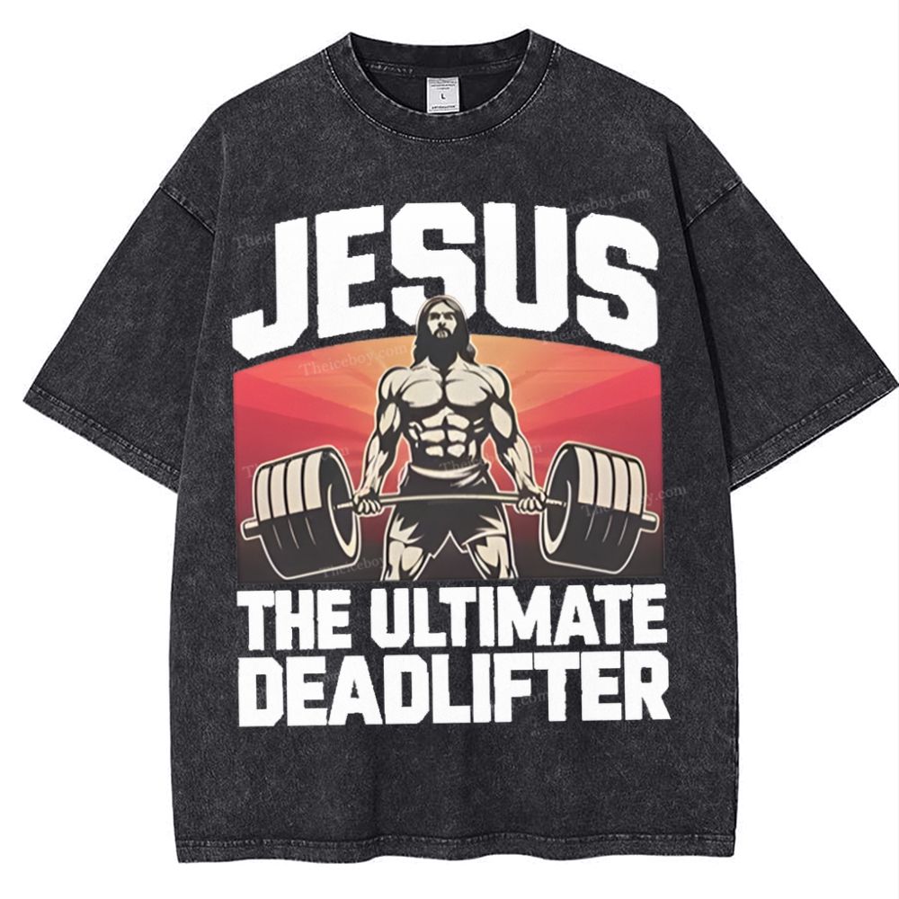 Jesus The Ultimate Deadlifter Snowflake Vintage Washed T-Shirt