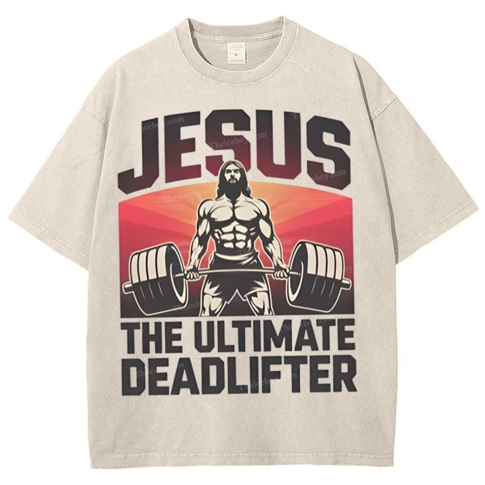 Jesus The Ultimate Deadlifter Snowflake Vintage Washed T-Shirt