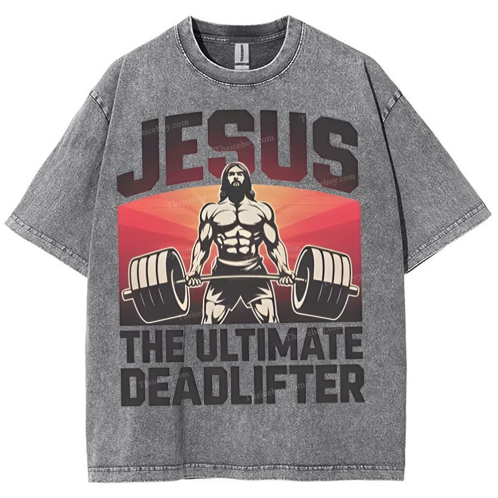 Jesus The Ultimate Deadlifter Snowflake Vintage Washed T-Shirt