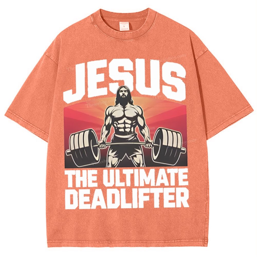 Jesus The Ultimate Deadlifter Snowflake Vintage Washed T-Shirt