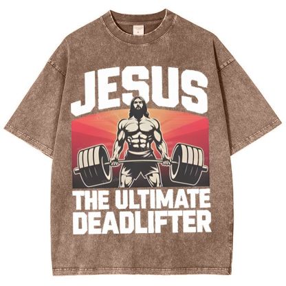 Jesus The Ultimate Deadlifter Snowflake Vintage Washed T-Shirt