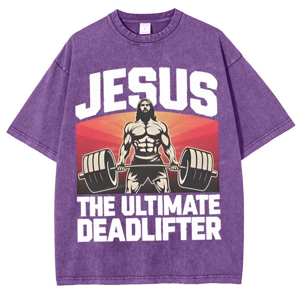 Jesus The Ultimate Deadlifter Snowflake Vintage Washed T-Shirt
