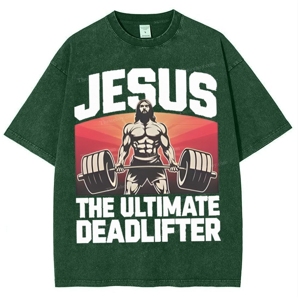 Jesus The Ultimate Deadlifter Snowflake Vintage Washed T-Shirt