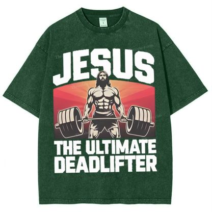 Jesus The Ultimate Deadlifter Snowflake Vintage Washed T-Shirt