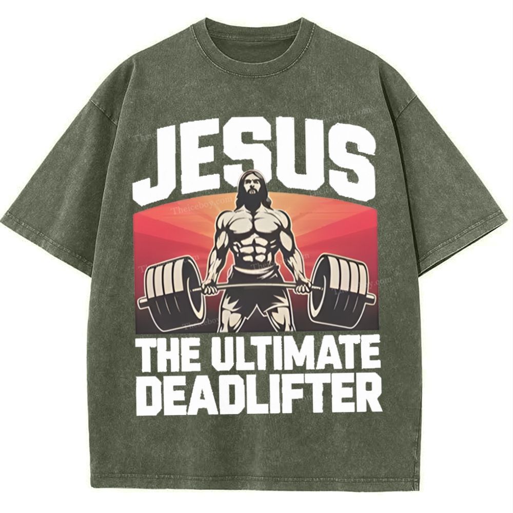 Jesus The Ultimate Deadlifter Snowflake Vintage Washed T-Shirt