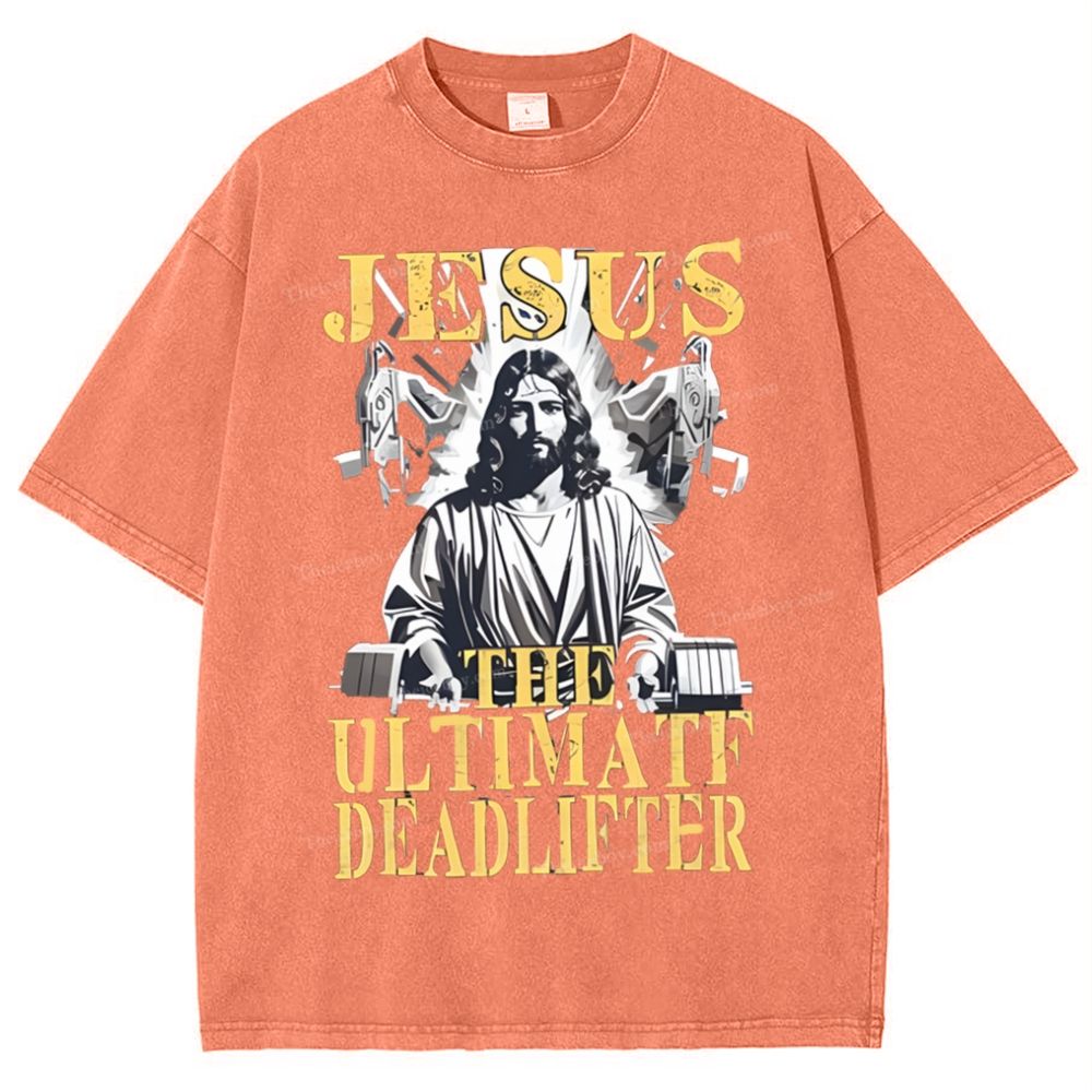 Jesus The Ultimate Deadlifter Snowflake Vintage Washed T-Shirt