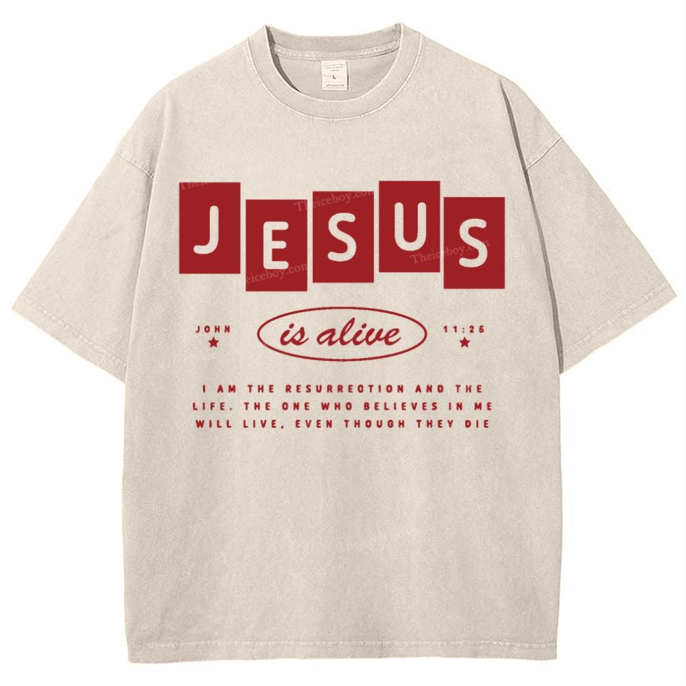 Jesus Is Alive Snowflake Vintage Washed T-Shirt