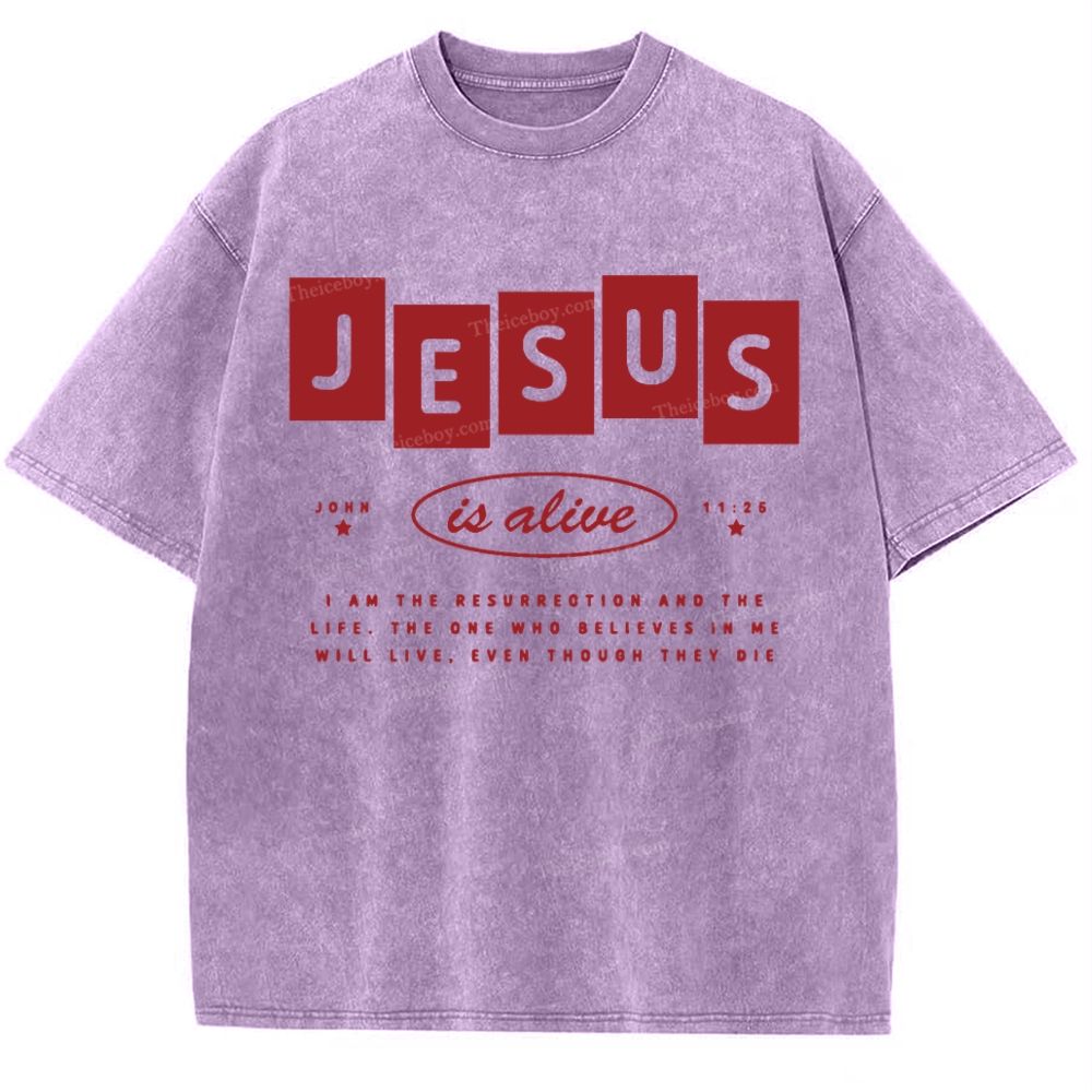 Jesus Is Alive Snowflake Vintage Washed T-Shirt