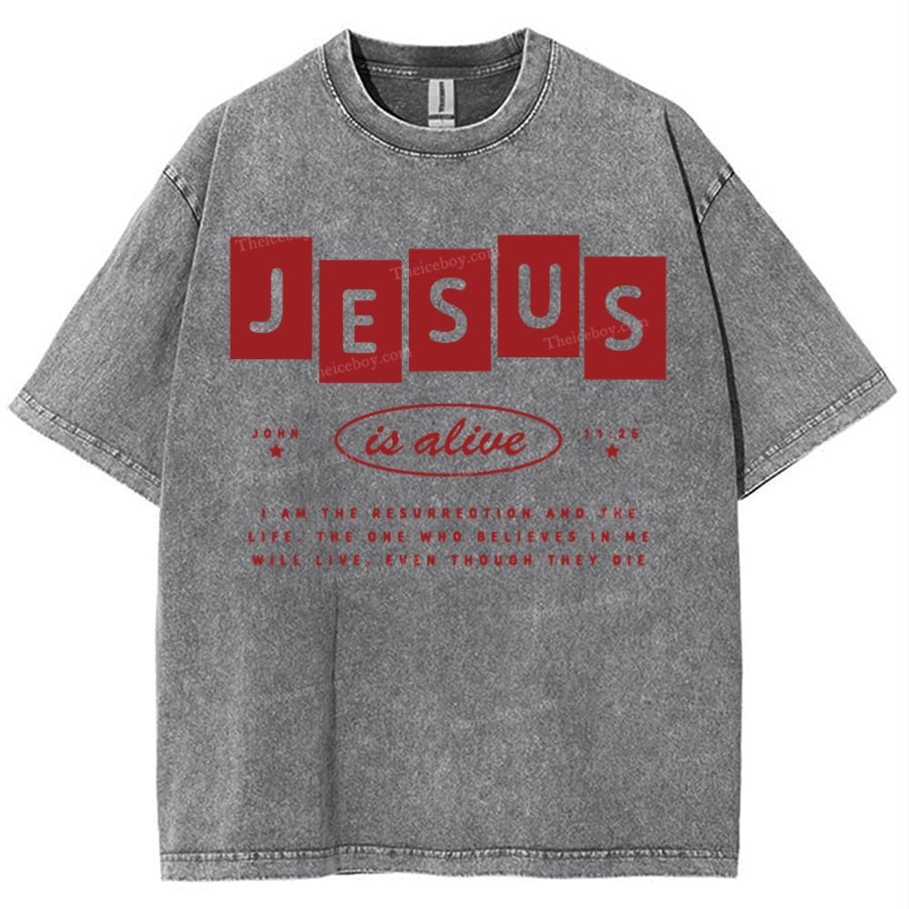 Jesus Is Alive Snowflake Vintage Washed T-Shirt