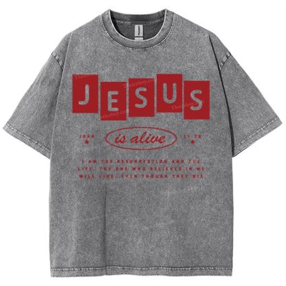 Jesus Is Alive Snowflake Vintage Washed T-Shirt
