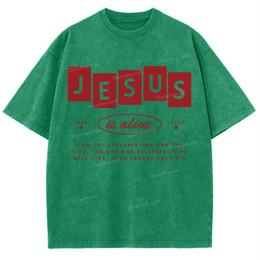 Jesus Is Alive Snowflake Vintage Washed T-Shirt