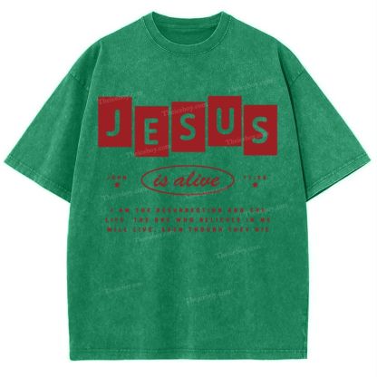 Jesus Is Alive Snowflake Vintage Washed T-Shirt