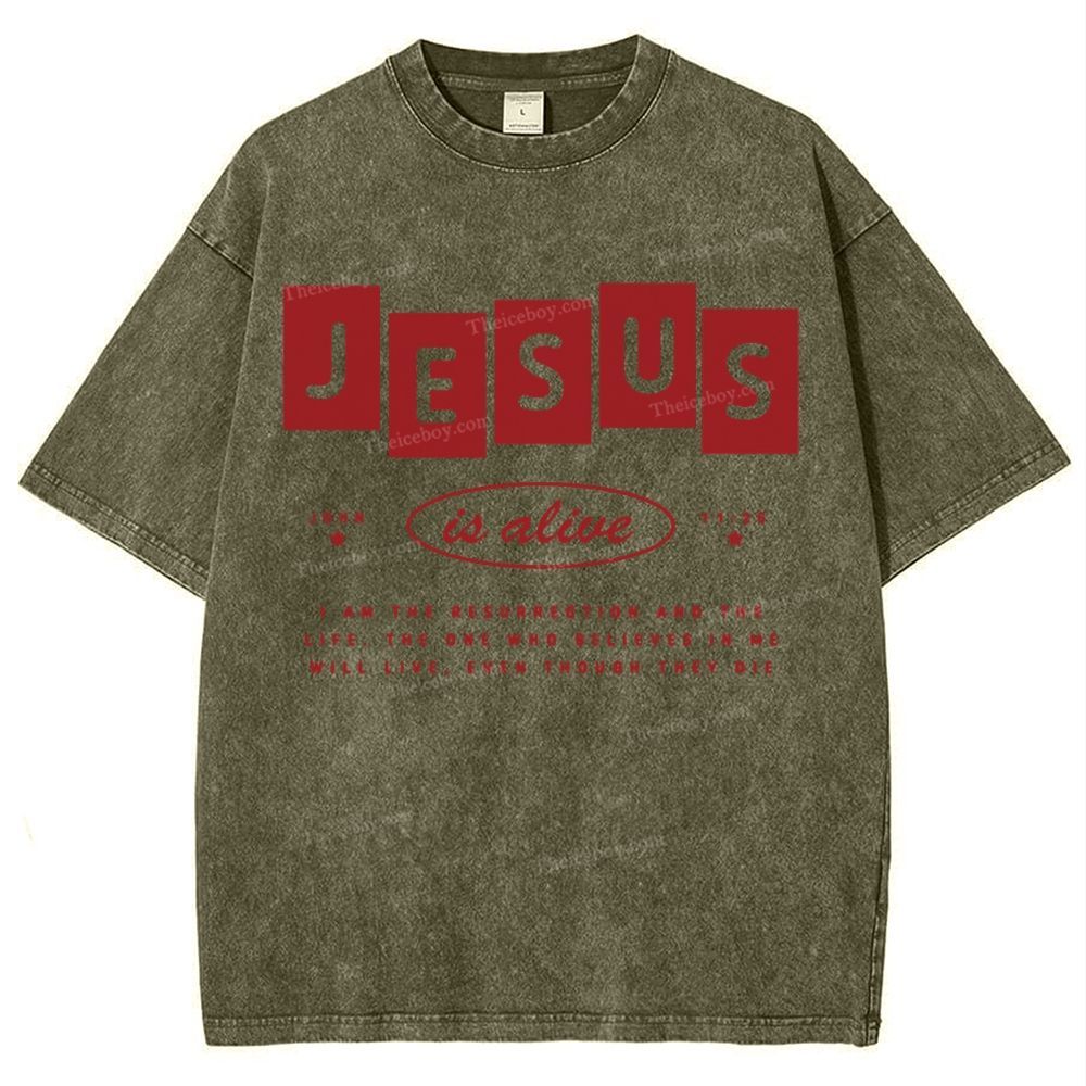 Jesus Is Alive Snowflake Vintage Washed T-Shirt