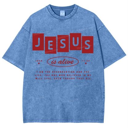 Jesus Is Alive Snowflake Vintage Washed T-Shirt
