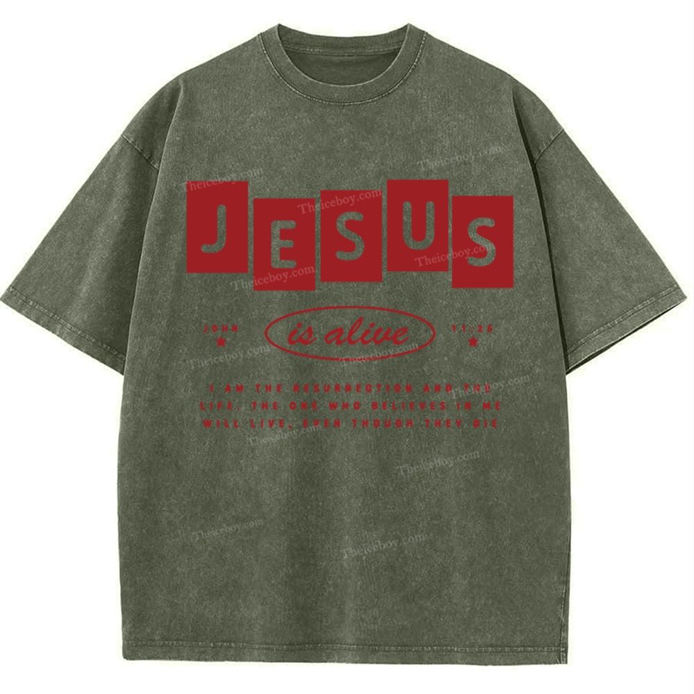 Jesus Is Alive Snowflake Vintage Washed T-Shirt
