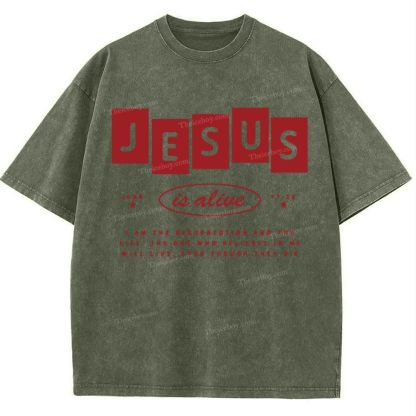 Jesus Is Alive Snowflake Vintage Washed T-Shirt