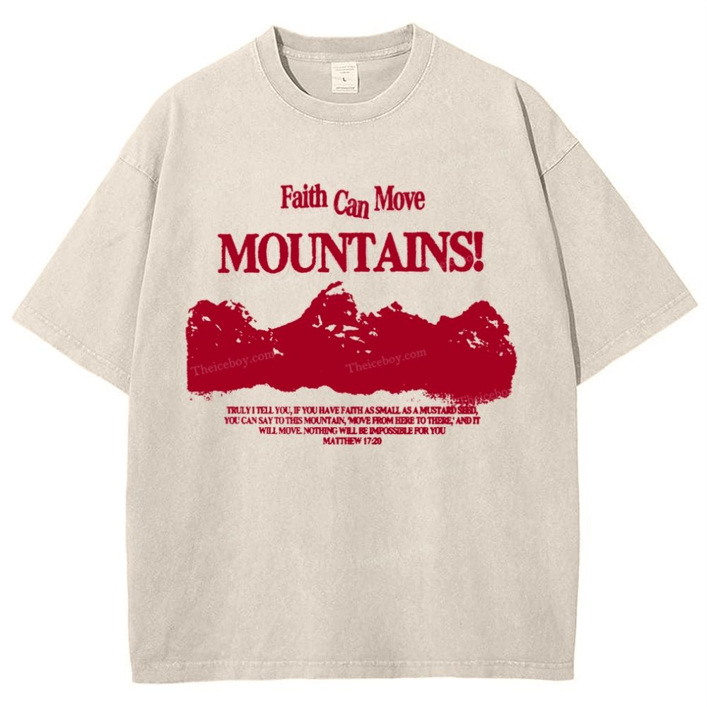 Faith Can Move Mountains Snowflake Vintage Washed T-Shirt