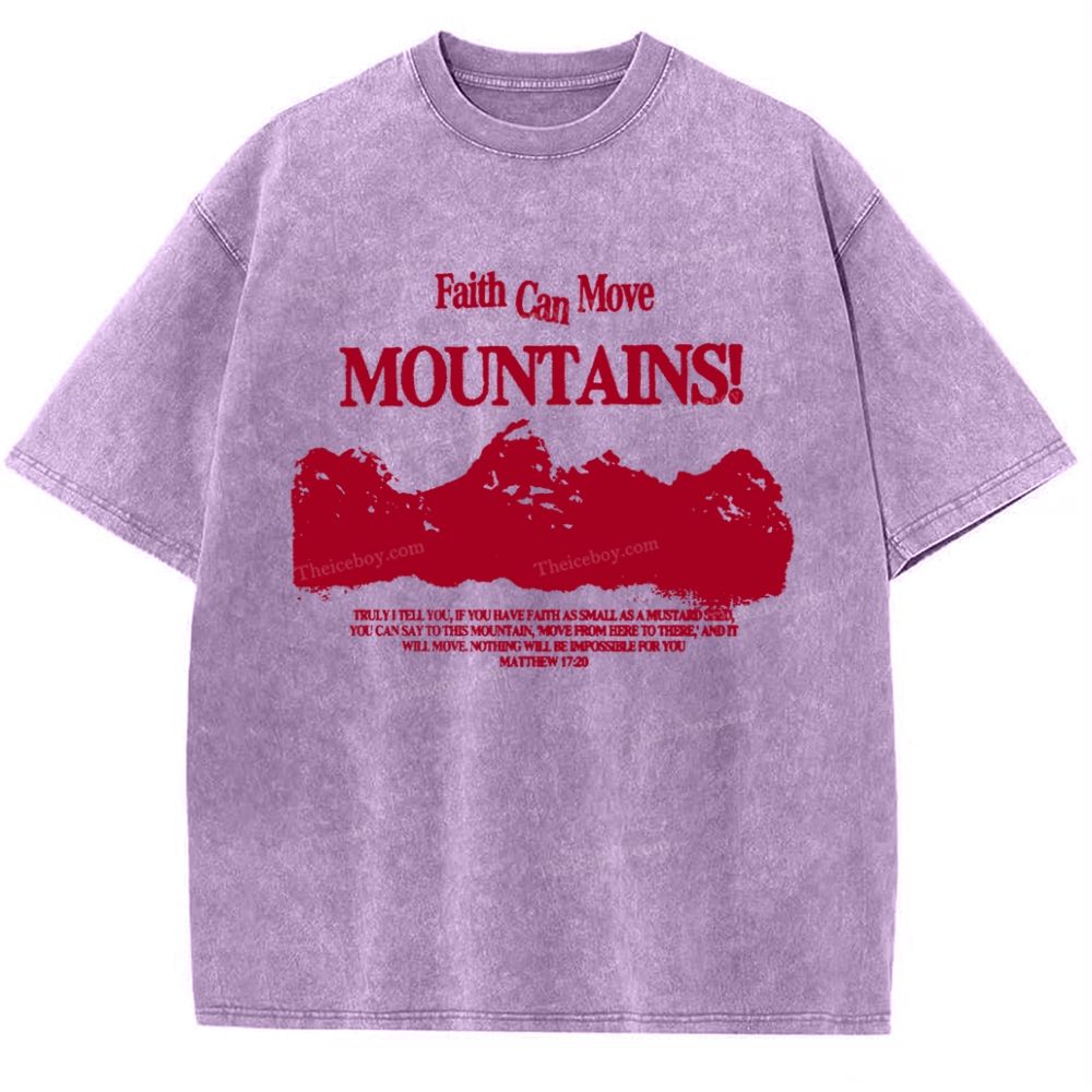 Faith Can Move Mountains Snowflake Vintage Washed T-Shirt
