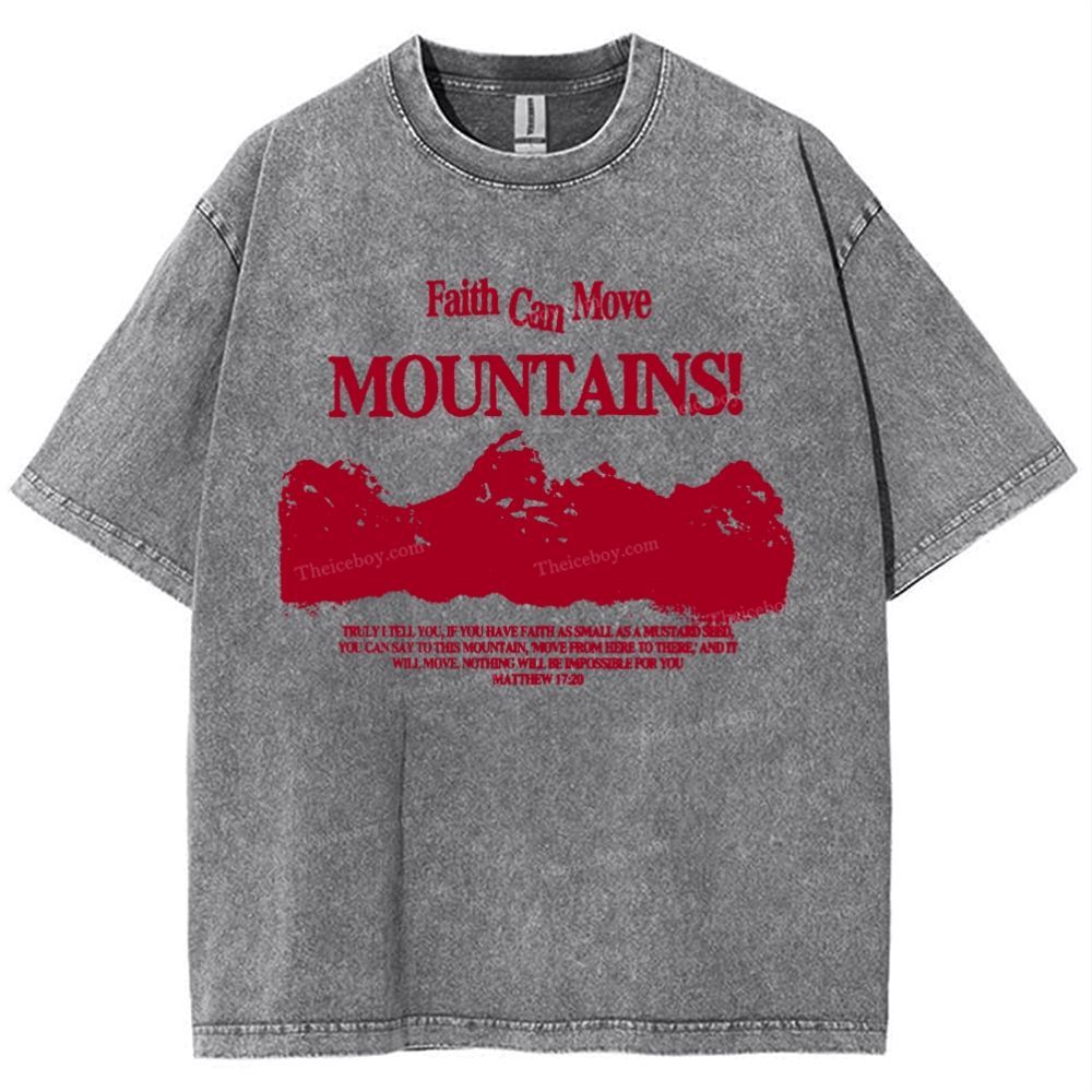 Faith Can Move Mountains Snowflake Vintage Washed T-Shirt