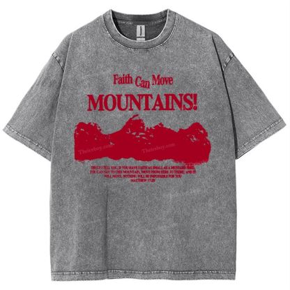 Faith Can Move Mountains Snowflake Vintage Washed T-Shirt