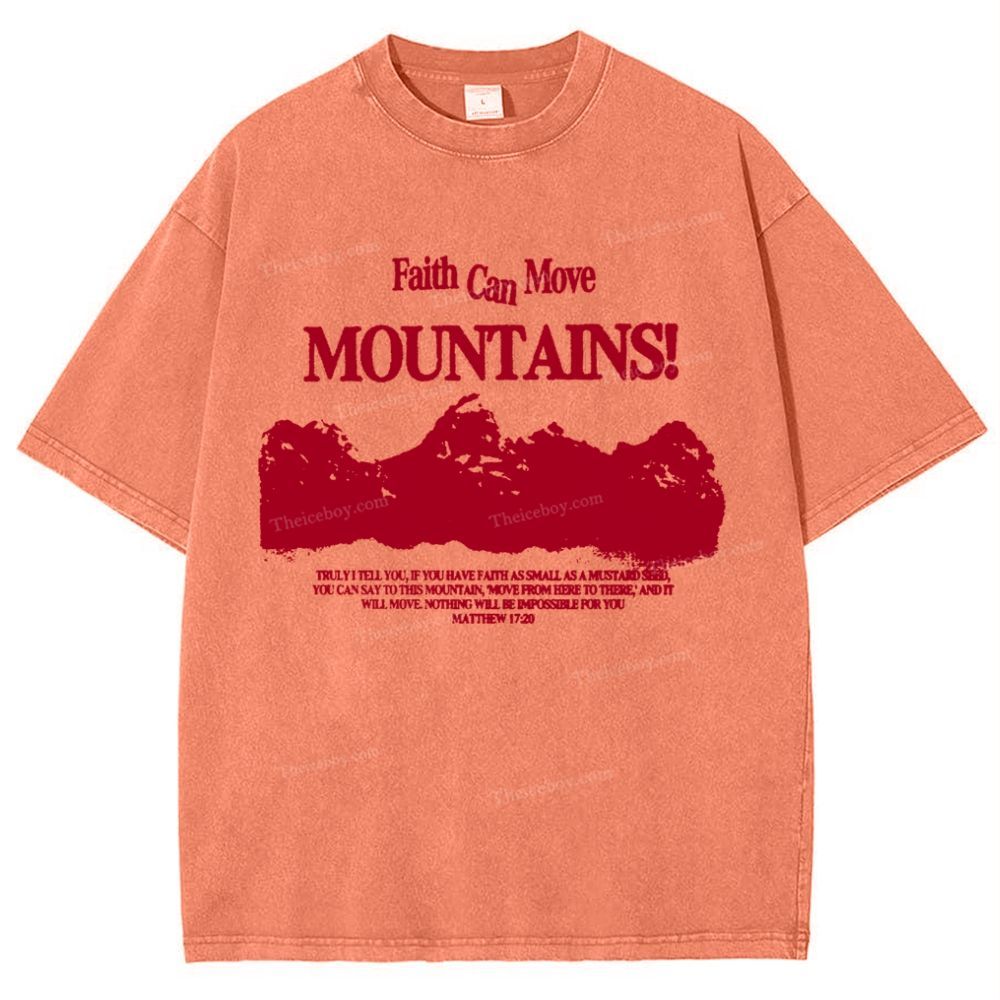 Faith Can Move Mountains Snowflake Vintage Washed T-Shirt