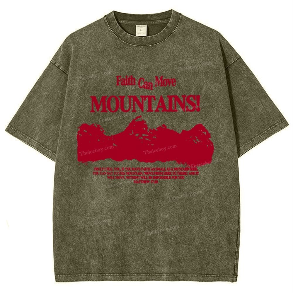 Faith Can Move Mountains Snowflake Vintage Washed T-Shirt
