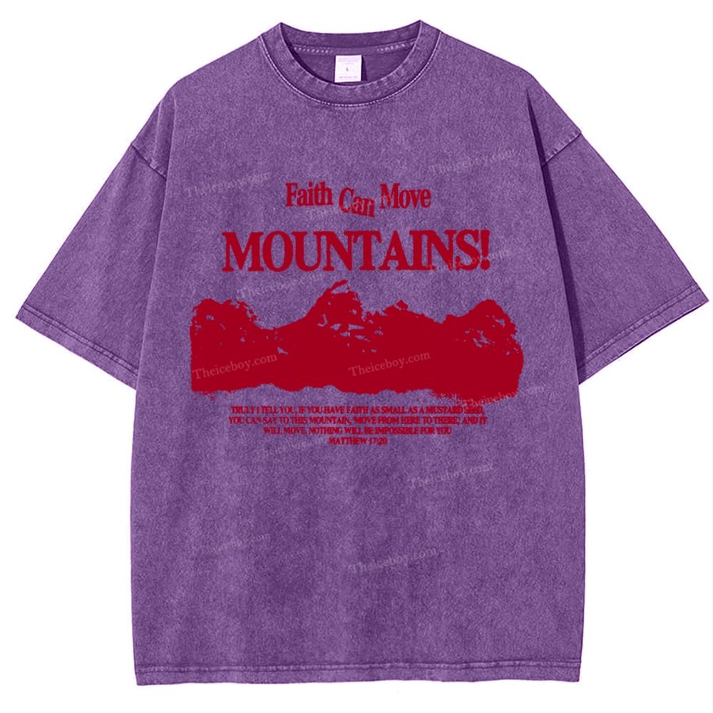 Faith Can Move Mountains Snowflake Vintage Washed T-Shirt