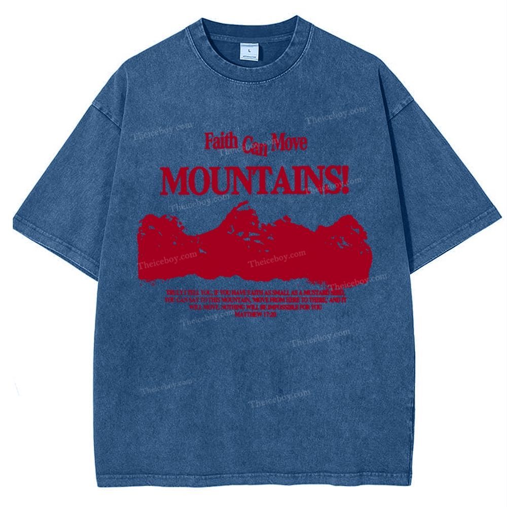 Faith Can Move Mountains Snowflake Vintage Washed T-Shirt