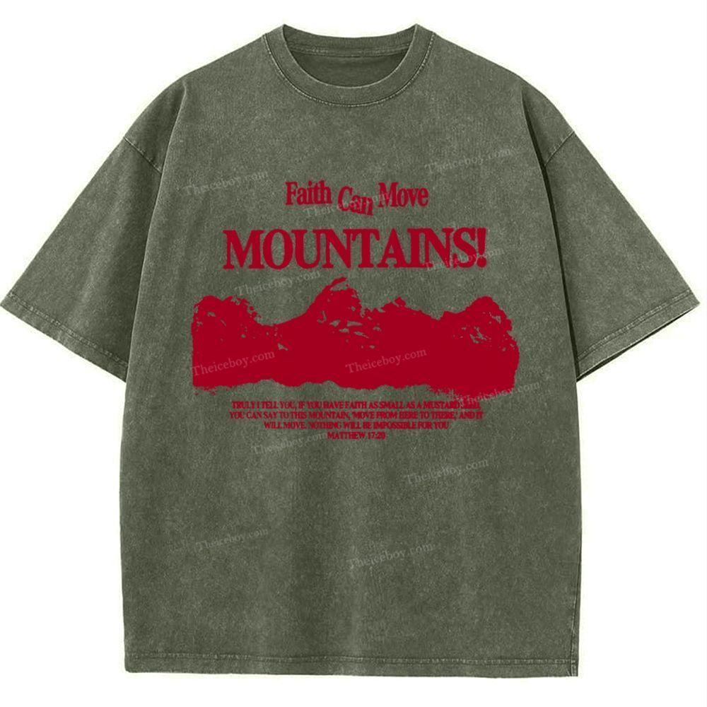 Faith Can Move Mountains Snowflake Vintage Washed T-Shirt