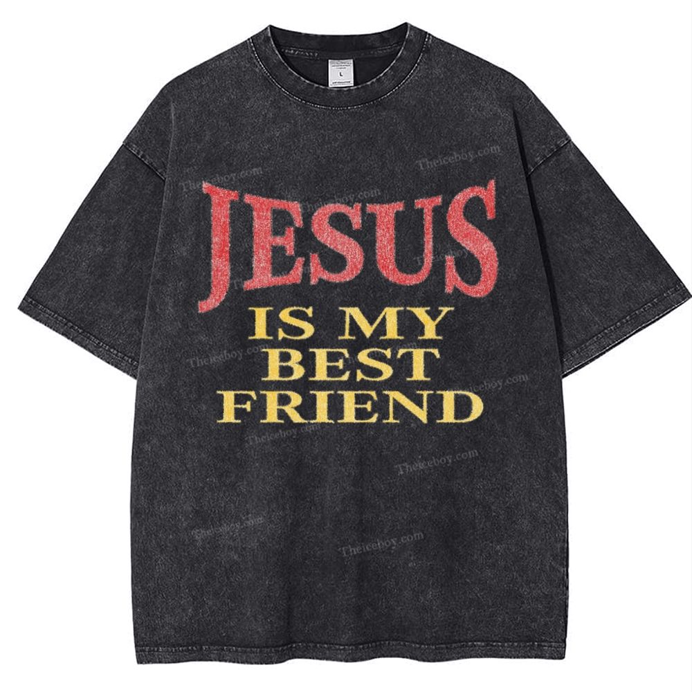 Jesus Is My Best Friend Snowflake Vintage Washed T-Shirt