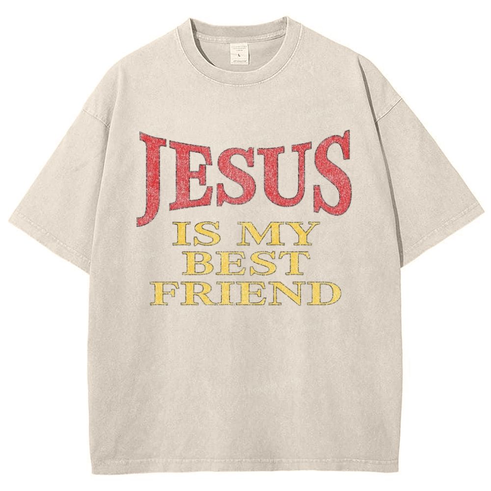 Jesus Is My Best Friend Snowflake Vintage Washed T-Shirt