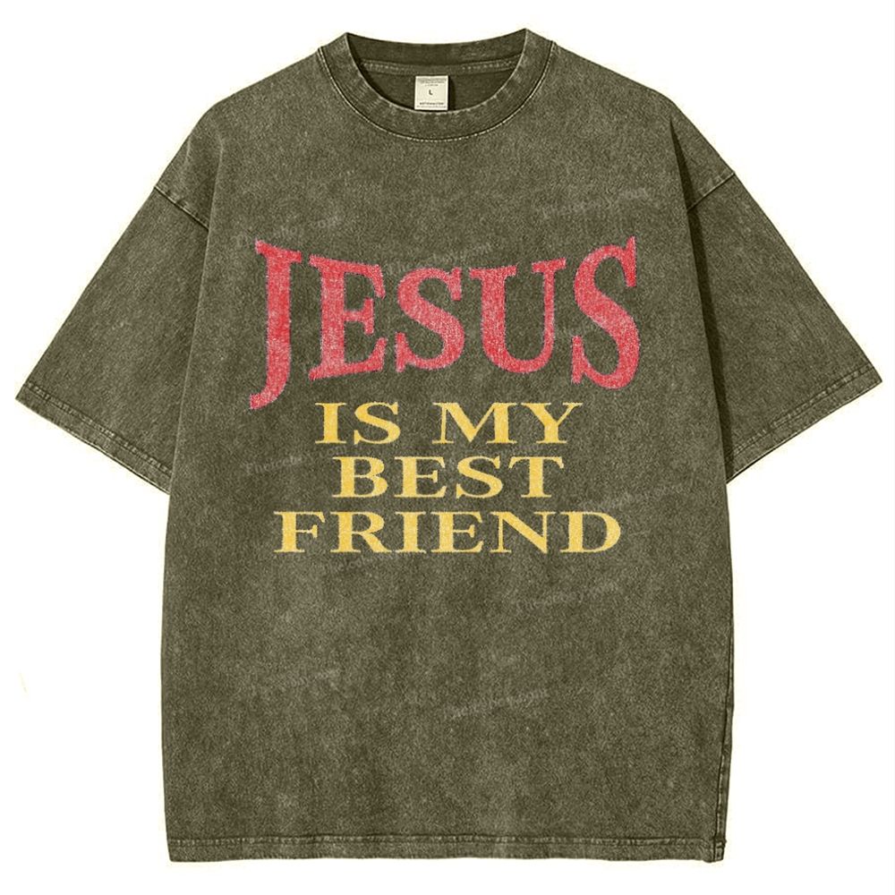 Jesus Is My Best Friend Snowflake Vintage Washed T-Shirt