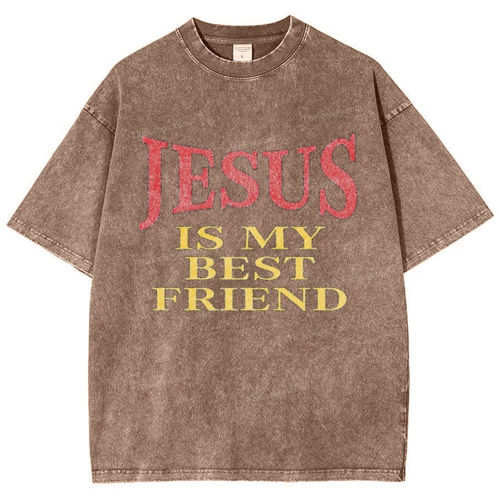 Jesus Is My Best Friend Snowflake Vintage Washed T-Shirt