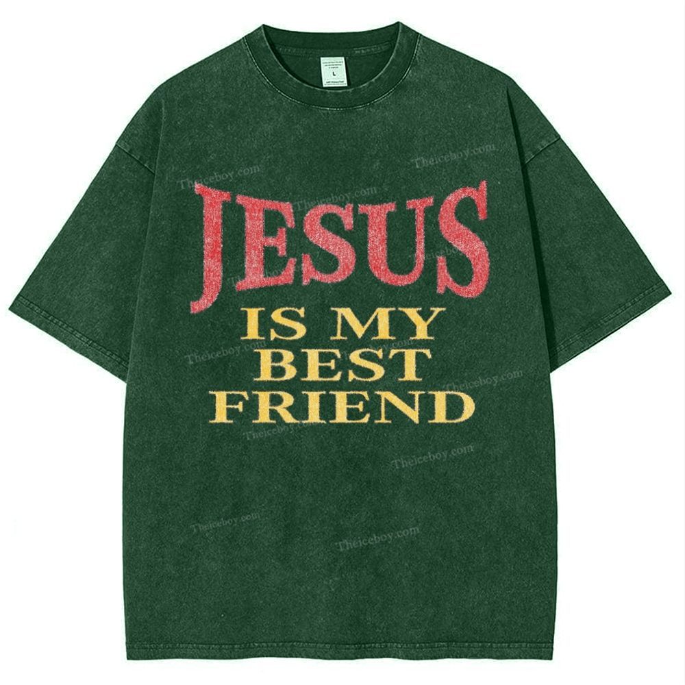 Jesus Is My Best Friend Snowflake Vintage Washed T-Shirt