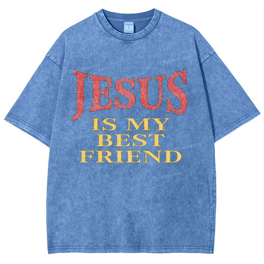 Jesus Is My Best Friend Snowflake Vintage Washed T-Shirt