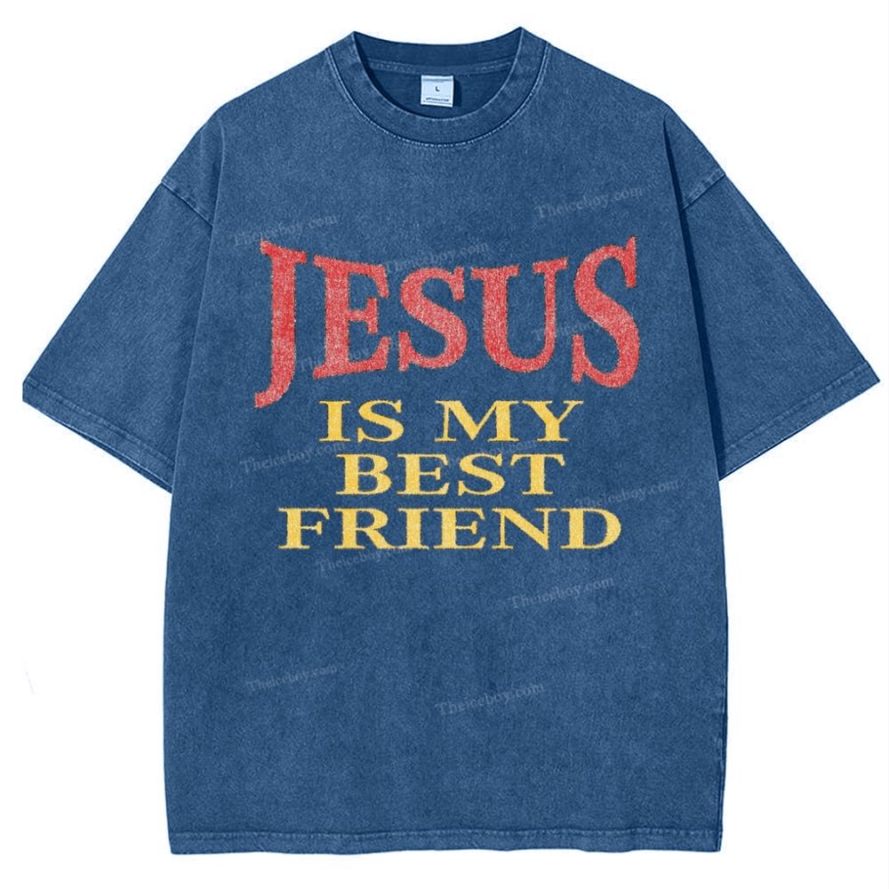 Jesus Is My Best Friend Snowflake Vintage Washed T-Shirt