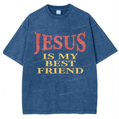 Jesus Is My Best Friend Snowflake Vintage Washed T-Shirt