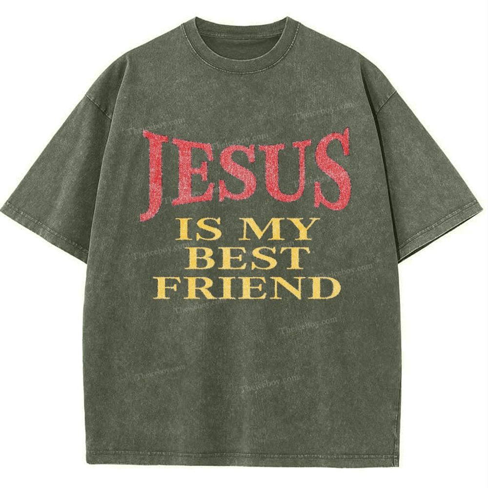 Jesus Is My Best Friend Snowflake Vintage Washed T-Shirt